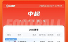 中超榜首申花領跑，泰山第5，浙江第7，海牛墊底。